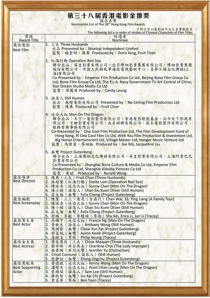 第38届香港电影金像奖颁奖典礼剧照的剧照